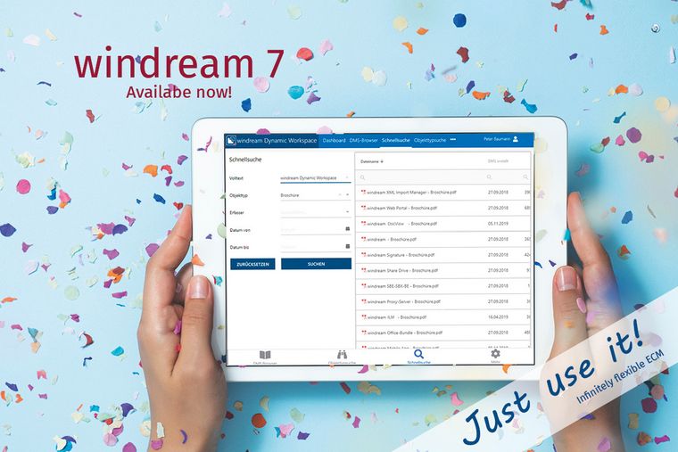 windream 7 on a tablet